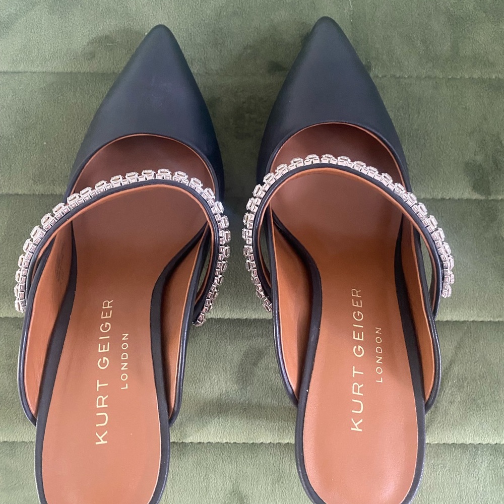 Kurt Geiger Duke Black Crystal Strap Mules - Picture 4 of 13